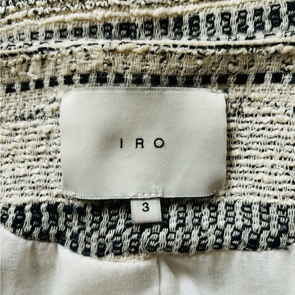 IRO LIZZIE TWEED BLAZER JACKET, CREAM & BLACK, WOMENS SIZE 3 - Picture 13 of 14